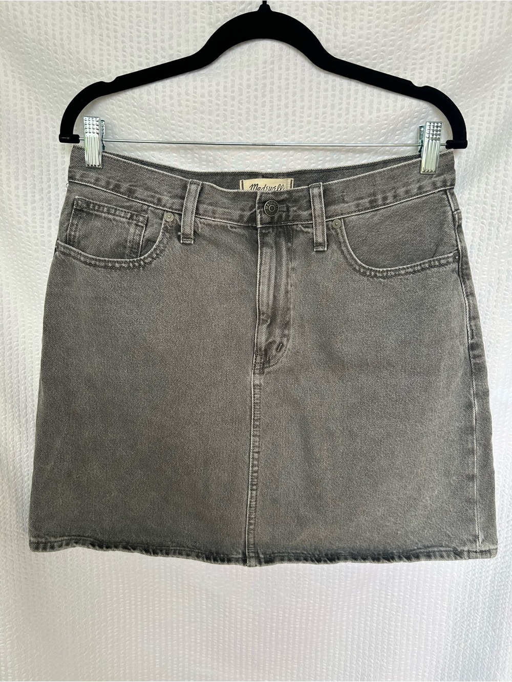 Madewell Rigid Denim A-Line Mini Skirt Washed Black Gray Size 29
